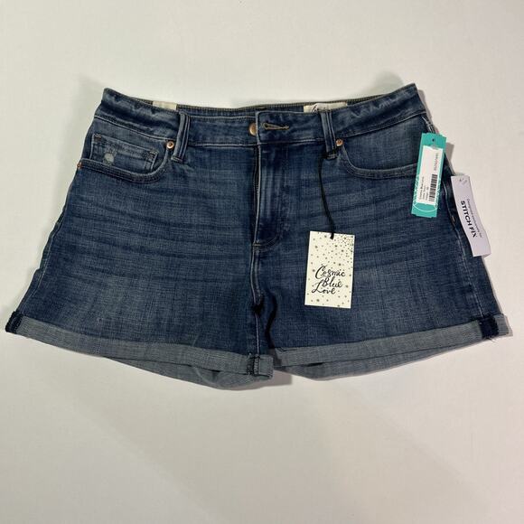 Cosmic Blue Love NWT Jean Shorts in Riptide Washed Cuffed Hem Size 30 - Picture 1 of 7